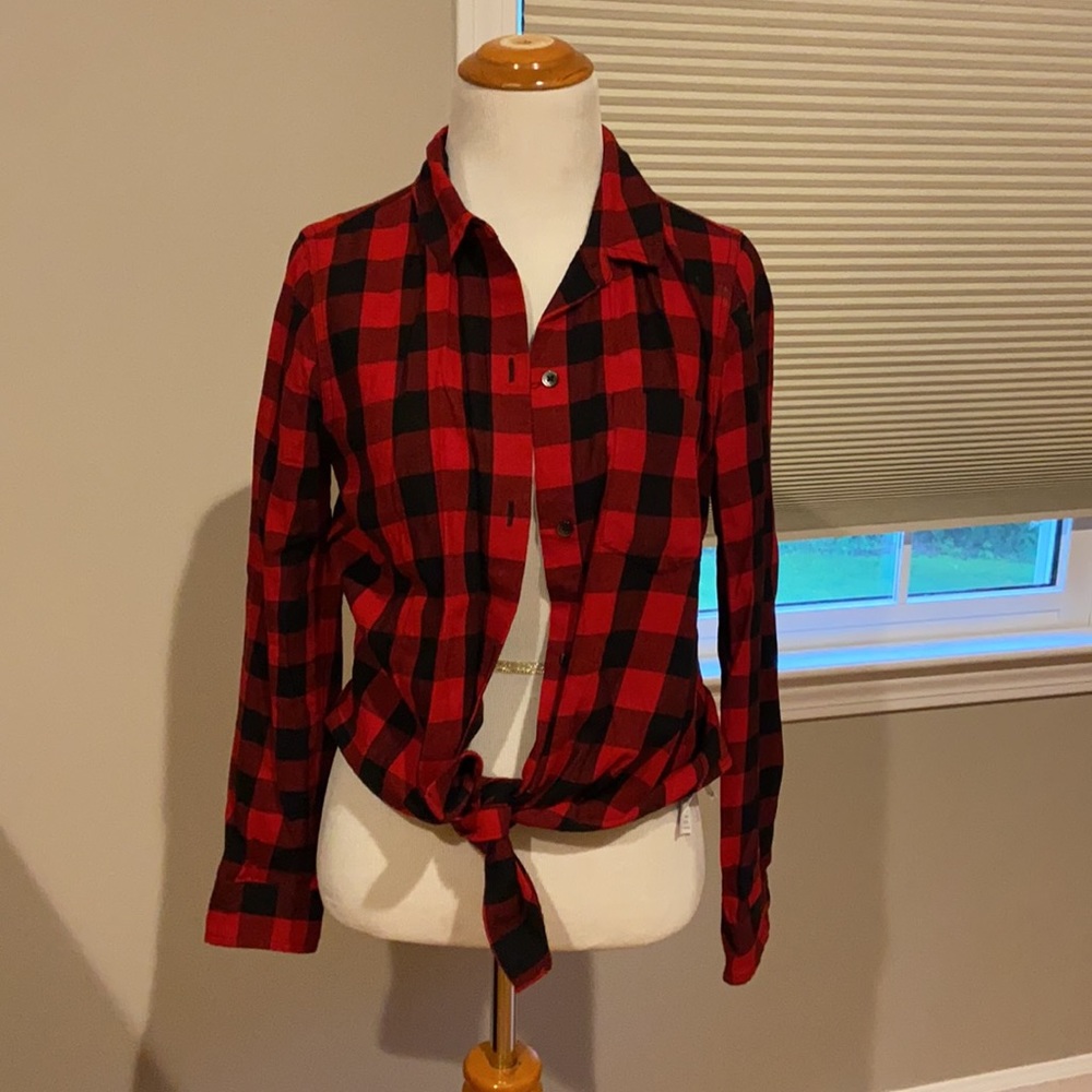 Madewell Front Tie Flannel in Buffalo Check - Picture 3 of 4